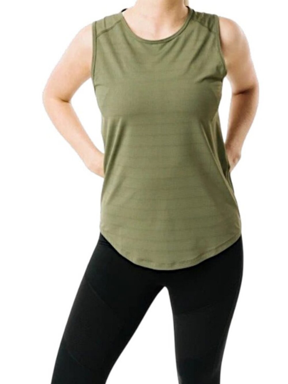 ZYIA Olive Horizon Muscle Tank Athletic Workout Top m